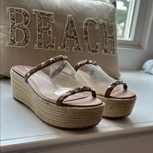 Studded Clear Strap Wedge Sandals